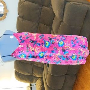 Anthropologie velvet floral spaghetti-strap shift dress with side slits